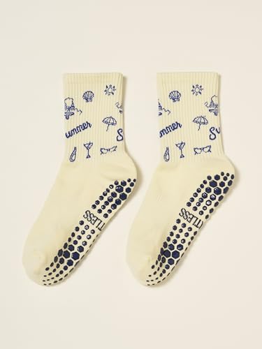 Image of Shapes Studio Half Calf Grip Socks, Cute Fruit Pilates Socks, Ruffle Socks, Non-Slip for Barre Yoga