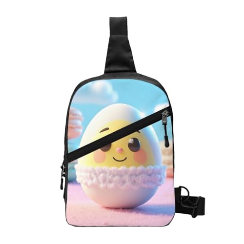 Cute Egg Print Men's and Women's Foldable Crossbody Bag,Sports Crossbody Bags,and Daily Chest Bags