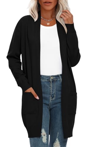 Image of Anymiss Womens Oversized Long Sweater Cardigan with Pockets - Long Sleeve Knit Kimono S-3X