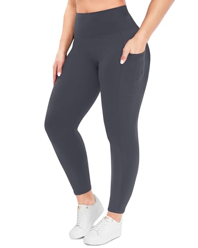 Image of Plus Size Leggings for Women - High Waisted Black Tummy Control Super Soft