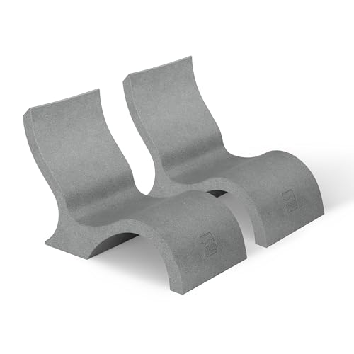 Ledge Lounger - Signature Lowback Chair - for in-Pool or On-Deck Use - Water Depths 0-9 - Compatible with All Types - Resin Water Chairs - for Pool Sundeck Patio - Set of 2 - Granite Gray