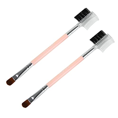 Beaupretty Juego De 2 Brochas De Maquillaje Doble Punta Para Ojos y Cejas, Pequeñas, Cerdas De Nailon, Herramienta Portátil Para Mujer, Adecuado Para Maquillaje Al Aire Libre