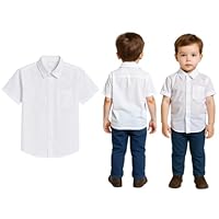 Dazzle Collection Boys Children Kids School Shirt Short Sleeve Non Iron Regular Fit Easy Care UK Size (15.5'', White)