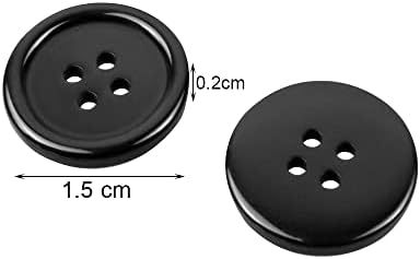 50Pcs Black Buttons 15mm Black Round Ridge 15mm Sewing Buttons with 4 Sewing Holes