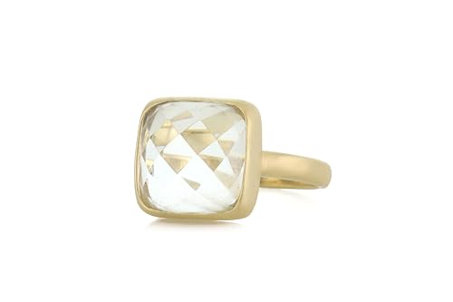 Bague en Or 18k Cristal Quartz anti-accroche avec serti lunette ultra résistant