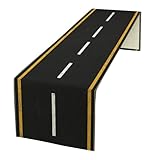 Camino de mesa de pasillo de ferrocarril, decoración de fiesta de tren, carretera vacía, carretera de asfalto, camino vacío, camino de asfalto negro, mesa de camino para cocina, mesa de café, mesa de