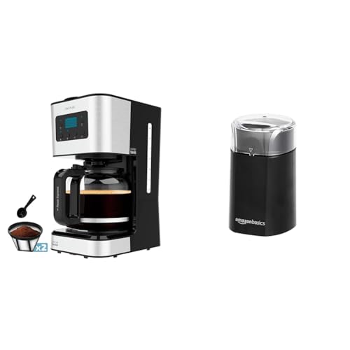 Cecotec Programmierbare Tropfkaffeemaschine Coffee 66 Smart Plus & Amazon Basics Elektrische Kaffeemühle, schwarz