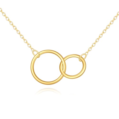 KECHO 14k Gold Simple Circle Necklace Karma Pendant Necklace for Women Jewelry