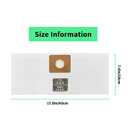5 Pack Micro Shop VAC Bags 2-2.5 Gallon, Type B 90668 9066800 9066833, All Around EZ QAM70 and CMXZVBE38774 Premium Disposable Dust Collection Bags