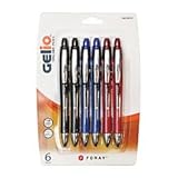 FORAY(R) Super Comfort Grip Retractable Gel Pens, Medium Point, 0.7 mm, Assorted Barrels, Assorted Ink Colors, Pack Of 6