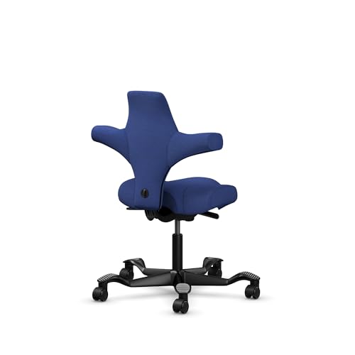 Image of HAG Capisco Standard Chair-Black Frame-Upholstered Cobalt Blue