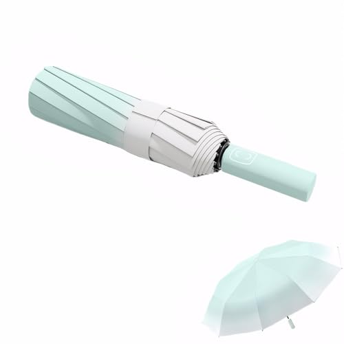 Meichoon Paraguas de Viaje UV UPF 50+ Mejorado Doble de Fibra de Vidrio 23 Varillas Portátil Liviano Impermeable y a Prueba de Viento Sombrilla Estilosa con Degradado para Senderismo Verde menta