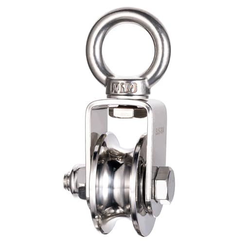 Cable Pulley Wheel, Swivel Single Pulley Block, 304 Stainless Steel, Bearing Inside, Heavy Duty Good for Pulley System Gym Equipment, Loading 1100lb