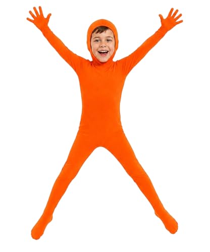 ATHX Kids High Stretch Spandex Halloween Cosplay Bodysuit Costume Open Face Unitard Child Full Body Skin Suit Zentai Suit