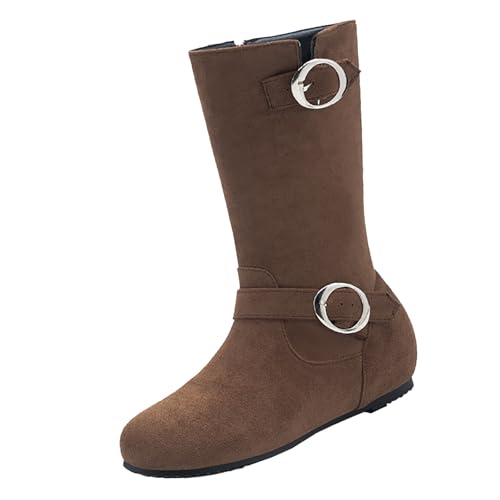 Botas de ante para mujer, puntiagudas, botas de vaquero con hebilla, tacón en bloque, botas de entretiempo, botas cortas, botas occidentales, tacón de bloque, botas occidentales, botas occidentales