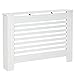 HOMCOM Copritermosifone in Legno Bianco per Caloriferi e Radiatori, con Struttura a Doghe e Ripiano, 112 x 19 x 81cm