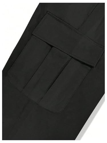 OYOANGLE Men's Drawstring Elastic Waist Pockets Cargo Pants Wide Leg Loose Casual Trousers Streetwear4