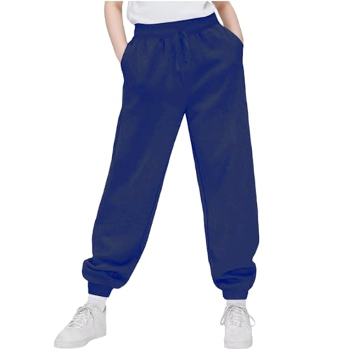 Sweatpants for Girls Athletic Baggy Sweat Pants Drawstring Waist Solid Color Jogger Pant with Pockets 4-14Y