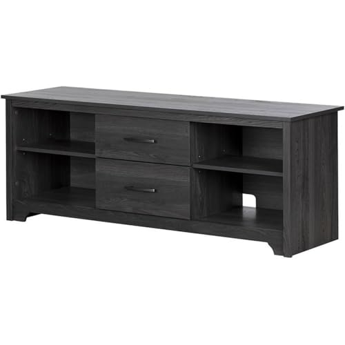 South Shore Fusion TV Stand with Drawers, Gray Oak,