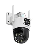 ZOSI C298 4MP Dual-Lens(2MP+2MP) Wired WiFi PT Plug-in Security Camera Outdoor, 360 View Pan/Tilt Camera, Human/Vehicle Detect, Color Night Vision, Spotlight Siren,Two-Way Talk, Memory Card Storage