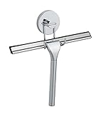 WENKO Vacuum-Loc® Duschabzieher ohne bohren, Wischer für Bad und Dusche, Wasserschieber mit Vacuum-Befestigung, inkl. Haken zur Wandbefestigung, verchromtes Metall, 25 x 16 x 2 cm