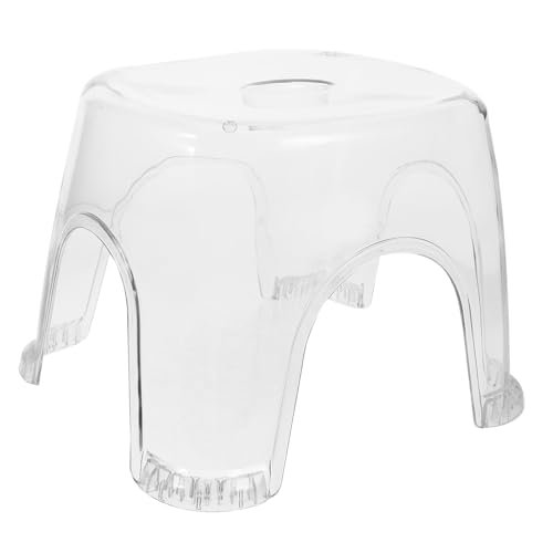 Cabilock Taburete bajo Transparente Pequeño para Baño, Banco Antideslizante de Plástico, Ligero y Portátil, Adecuado para Uso Doméstico, Cocina y Ducha, Taburete Multiusos Compacto