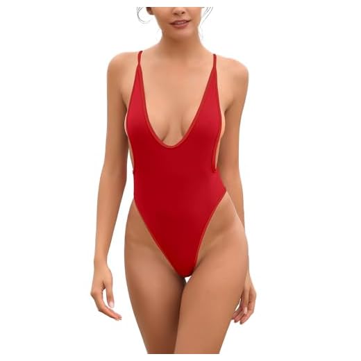 SHEKINI Mujeres Tanga Bañador Trajes de una Pieza Brasileño Bikini Traje de baño (Samll, Rojo)