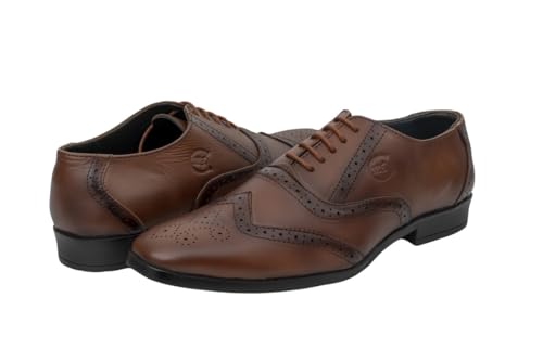 Image of Men's Handcrafted Oxford Lace-up Shoes with Broguing - Crafting Luxury and Elegance for You Tan 8