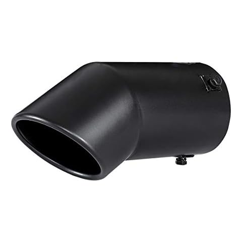 TriTrust Exhaust Tip, 2.75-3 inch inlet adjustable, 3.5'' Outlet 8'' Long Muffler Tip, Black Powder Coated Stainless Steel Truck Car Turn Down Tail Tip, Clamp On Tailpipe Cover