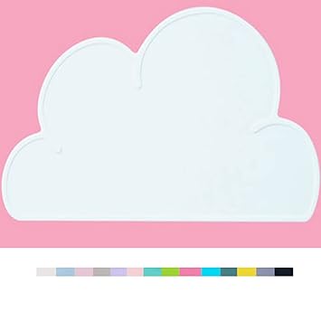 Luck Dawn Pet Food Tray, Cloud Silicone Pet Feeding Mat Pad FDA Food Grade Anti-Slip Waterproof Dog Cat Bowl Placemat, White