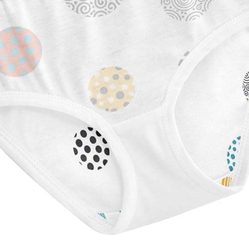 Toddler Girl Briefs, Colorful Circles Stripes Cotton Girls Underwear, 2–8 Years4