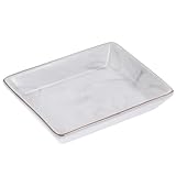 Tofficu 大理纹陶瓷トレー 四角形ディスプ レート ジュエリー収納兼バスルーム用ソープトレイ 対応耐割れ設計シンプル北米風