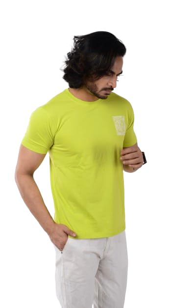 Image of Men's Round Neck T Shirt Cotton Back Print, Regular and Relaxed Fit Half Sleeves Breathable Soft Fabric Standard Length Comfortable, Trending, Stylish Casual Wear