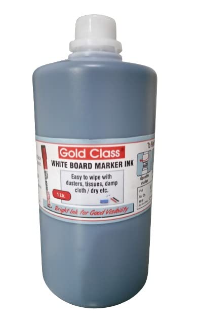 Gold Class White Board Marker Ink - 1000 ML_PCK-01_Blue| Suitable for White Board Surface |School Stationery |Easily Refill |Bold Red Color |Smudge Proof|Quick Drying |Indian Brand.
