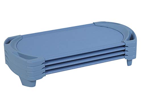 Angeles SpaceLine Nap Cots, Kids Daycare and Preschool Sleeping Cot, Toddler Size, Set of 4, Wedgewood Blue