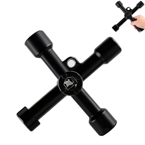 ChaneeHann Llave Triangular Multifunción 6-en-1 con Llave Maestra Contador Agua Ascensor para Gas Válvulas Armarios Eléctricos, Negro