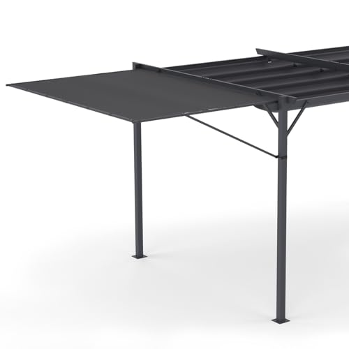IDMarket - Auvent inclinable et réglable 250 x 150 cm pour pergola Toit rétractable Gris...