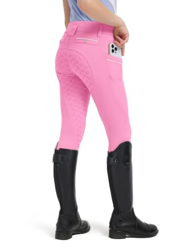 Image of FitsT4 Sports Girls Horse Riding Pants Full Seat Equestrian Pants Pockets