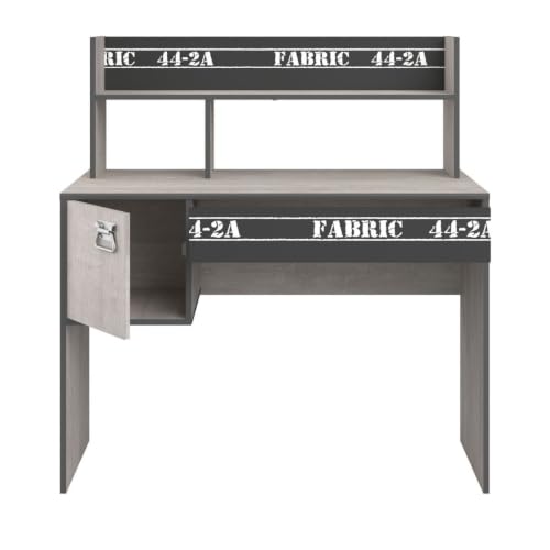 Bureau avec rangements aspect bois grisé et sérigraphies modernes Ziggy - 6