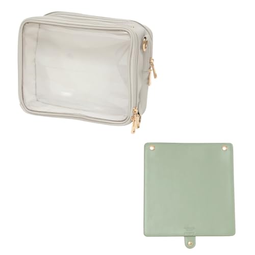 [東洋ケース] 推し入れ OSHiiRE ぬいぐるみ バッグ 25 × 20cm サイズ 痛バッグ 推し活 OSHI-2520 (本体：ライトグレー フラップ：セージグリーン)（Amazon）