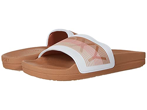 Roxy Women's Slippy Lx Flat Sandals, Open Beige, 5