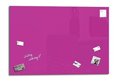 Glas Expert | Smart Glass Board ® | Tableau Magnetique en Verre | 130 x 90 cm | Fuchsia | Affichage Mémo Aimanté | Memo Board Magnétique Affichage | + 4Aimants + 1Marqueur + 1Brosse à effacer