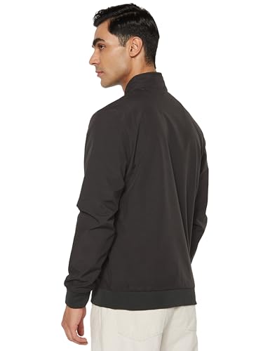 Image of Qube By Fort Collins Men's Windcheater Jacket - Lightweight Windbreaker for Men | Full Zip Drizzle-Resistant High Neck Casual Jacket with Zip Pockets for Spring, Autumn, Travel & Daily Wear