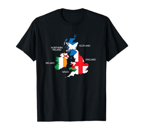 British Isles Sea Ireland Scotland Wales England Map Coins T-Shirt