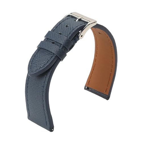 [KRFGKHAUR] Quality Calfskin Leather Watch Bands Saffiano Straps 18mm 20mm 22mm Strap Wristwatches Accessories(Blue 1,20mm)