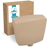 Calmwaters® Spülkasten Beige mit Spül-Stopp-Funktion, 6-9 Liter Spülmenge, Aufputzspülkasten WC schmal, flacher Spülkasten Essential, Aufputz, Start-Stopp-Taste, Beige-Bahamabeige, 29HB2719