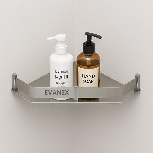 Image of EVANEX Corner Shelf for Bathroom Wall | 304 Stainless Steel Bathroom Shelf Rack | 12x12 inch Corner Shelf | Kitchen Organizer | Wall Mounted Storage Shelf | Bathrrom Accessories Set