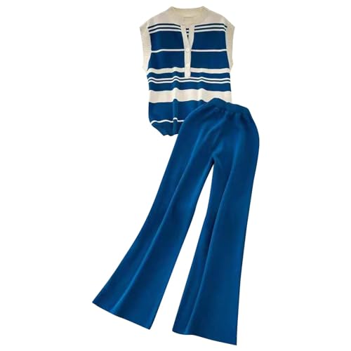 Ensemble survêtement femme 2 pièces décontracté avec pantalon large fluide d'été
