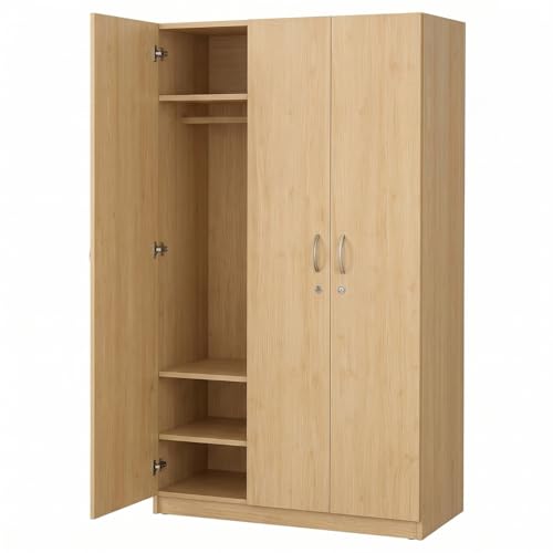 Image of Amazon Brand - Solimo Figma 3 Door Wardrobe | Almirah for Clothes | Wardrobe Organizer for Clothes | Multipurpose Almirah for Storage Bedroom | 120L x 45W x 180H CM | Brown