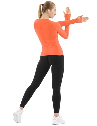 Image of MathCat Seamless Workout Shirts for Women Long Sleeve Yoga Tops Sports Running Shirt Breathable Athletic Top Slim Fit XS-XL